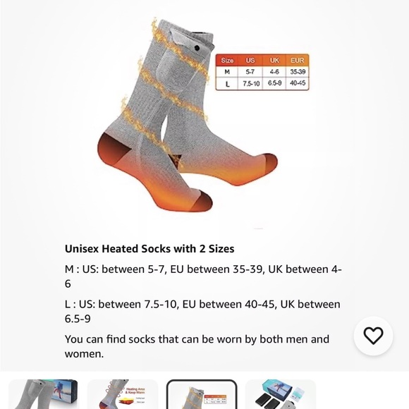 Heated Grey Socks - Picture 3 of 4